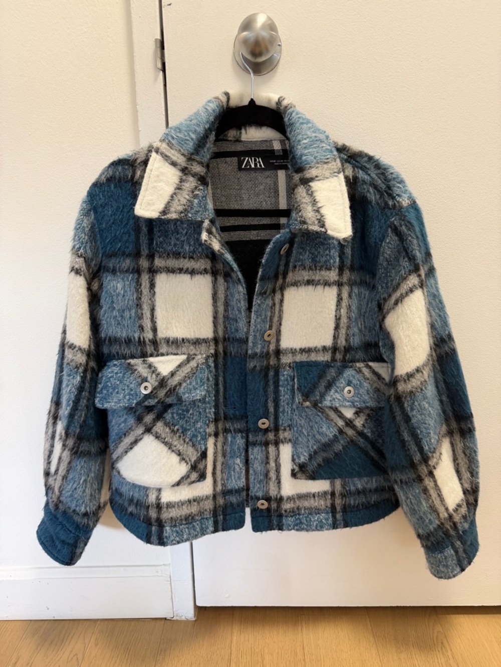 ZARA Plaid Fuzzy Shacket